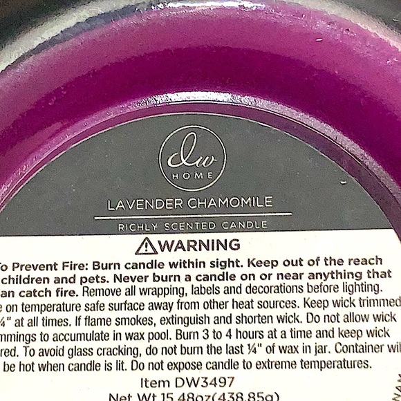 DW HOME CANDLE LAVENDER CHAMOMILE RICHLY SCENTED 2 WICK NEW - Picture 3 of 3